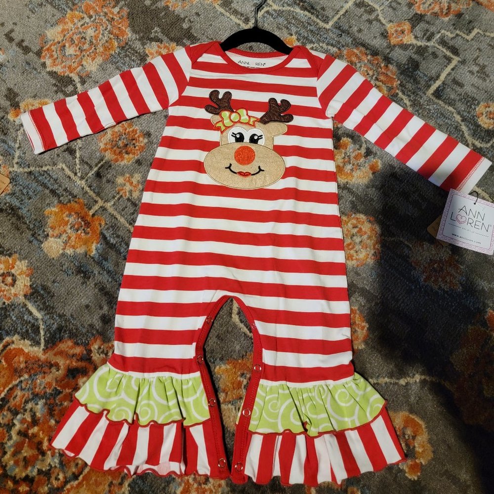 Infant girl Ann Loren Christmas romper NWT